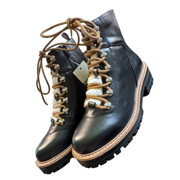 Women's Black Ankle Lace-Up Boots Sz 5 NWT - Picture 1 of 10